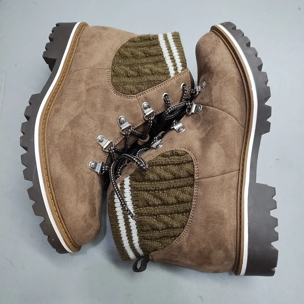 Torrid Knit Hiker Boots Womens US 8W Multi Upper Fabric Round Toe Lace Up EUC